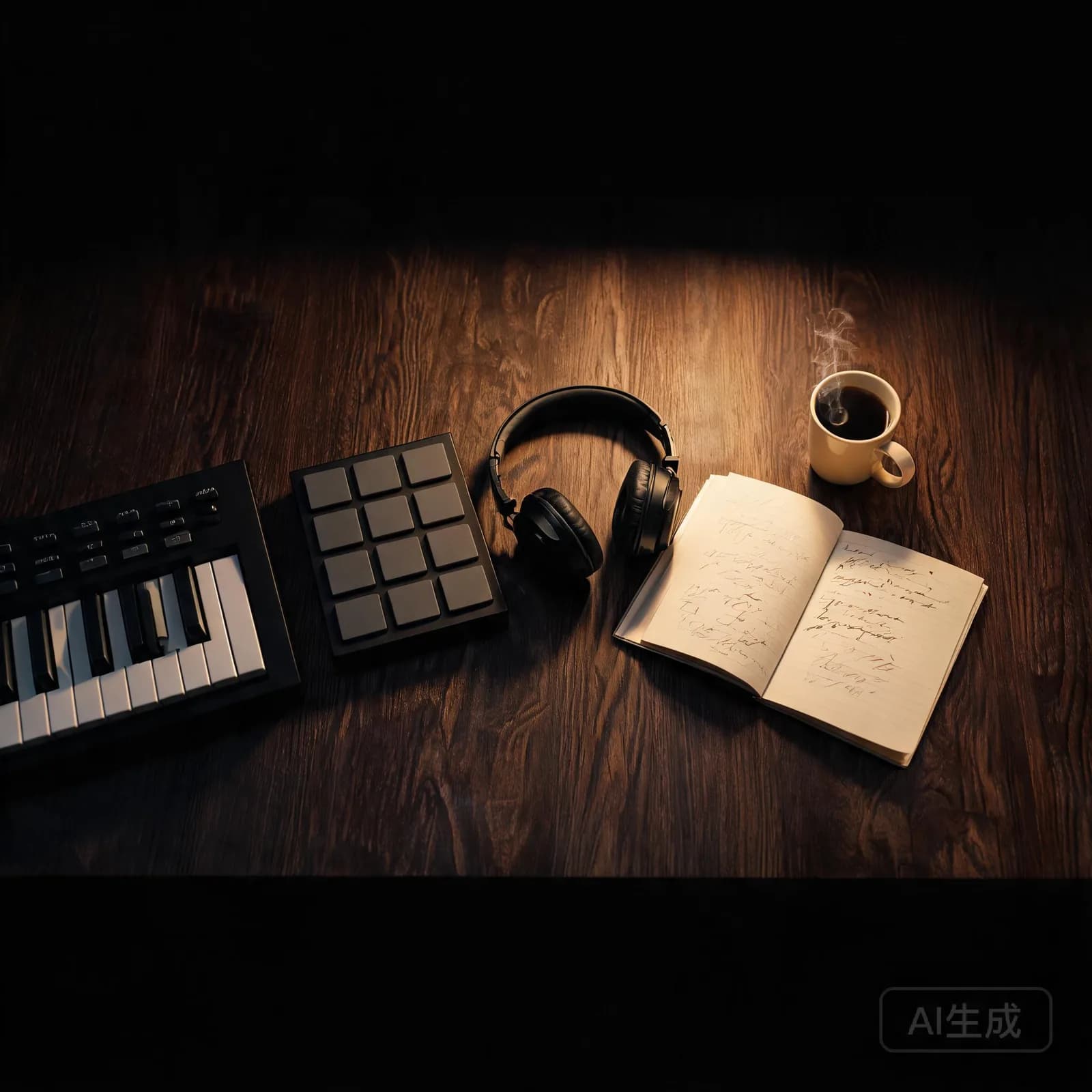 Studio editor timeline with artwork for the current track